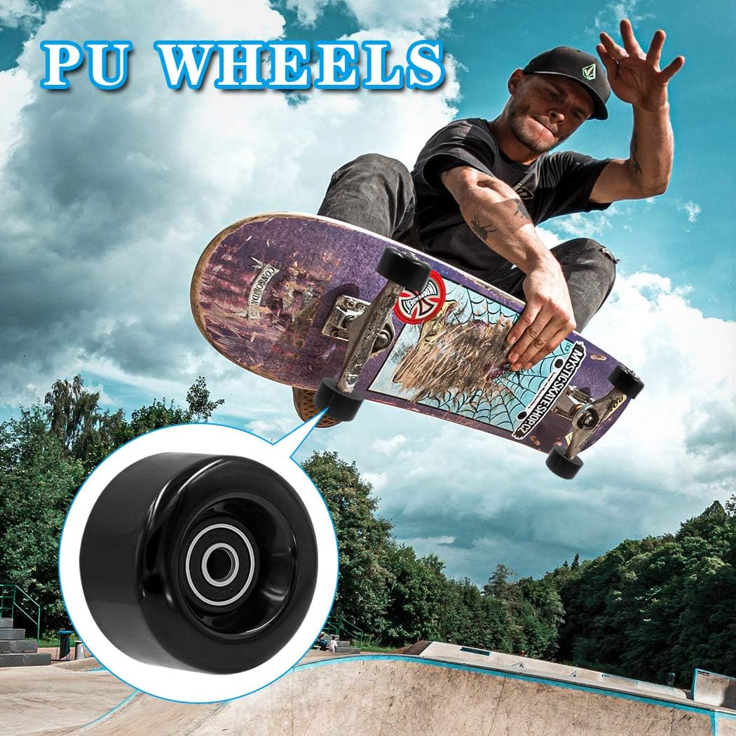Paquete de 8 ruedas para patines con rodamientos instalados y 2 topes de dedos para patinaje de doble fila, patines cuádruples y patineta para uso