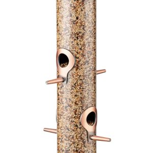 iBorn Comedero para pájaros atrapador de semillas para colgar en el exterior, comedero de pájaros de 6 puertos para pájaros cardenales de metal de iBorn Comedero para pájaros atrapador de semillas para colgar en el exterior, comedero de pájaros de 6 puertos para pájaros cardenales de metal de