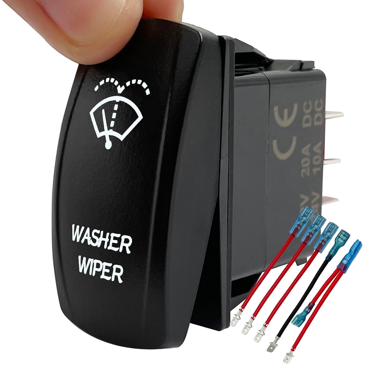 Interruptor basculante para limpiaparabrisas, luz LED blanca de 6 pines (encendido), interruptor momentáneo DPDT de encendido y apagado para