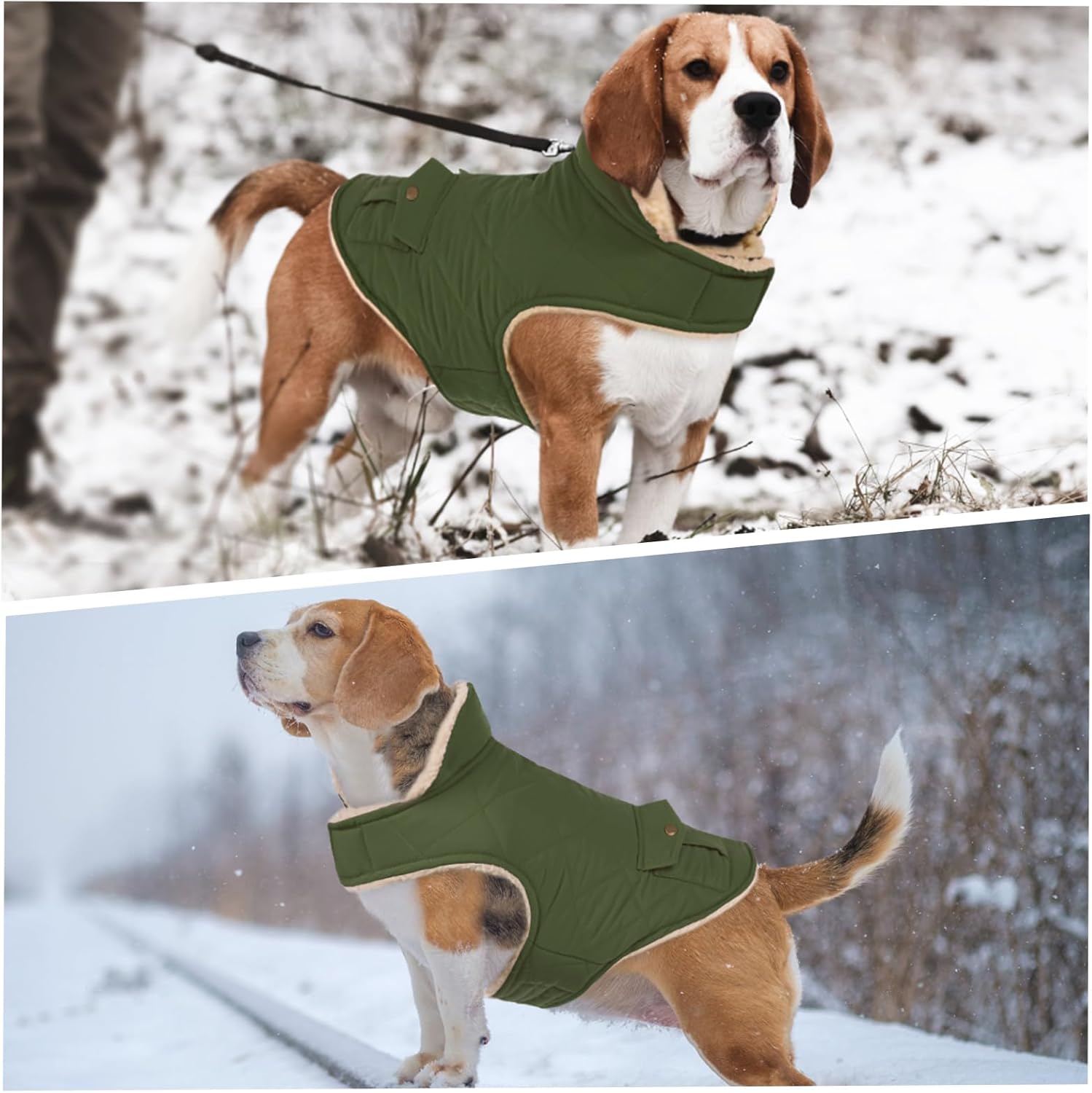 ASENKU Abrigo cálido de invierno para perro, forro polar y cuello alto, chaqueta acolchada con bolsillos, impermeable, ropa para clima frío para