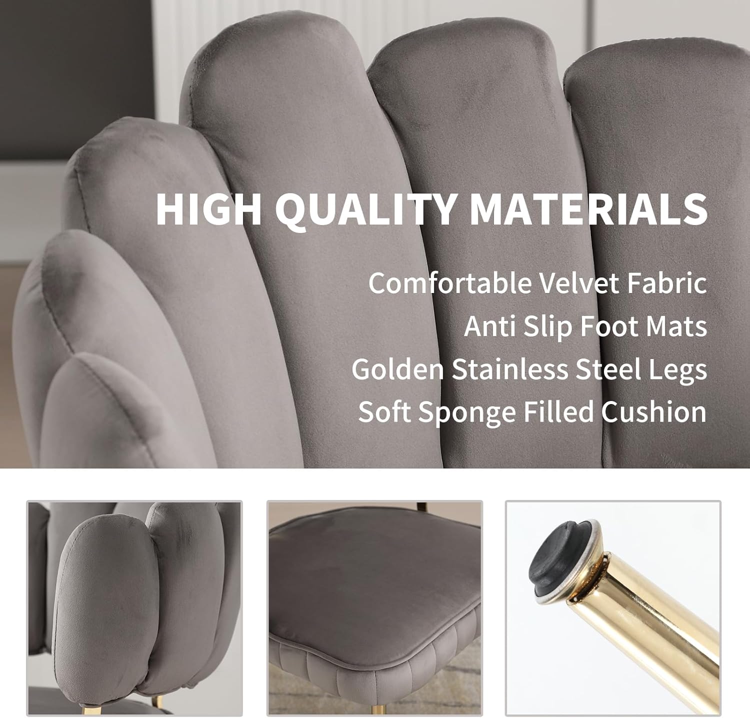 MOONMISS Juego de 2 sillas de comedor de terciopelo, sillas decorativas modernas con respaldo irregular, silla auxiliar tapizada con patas de metal