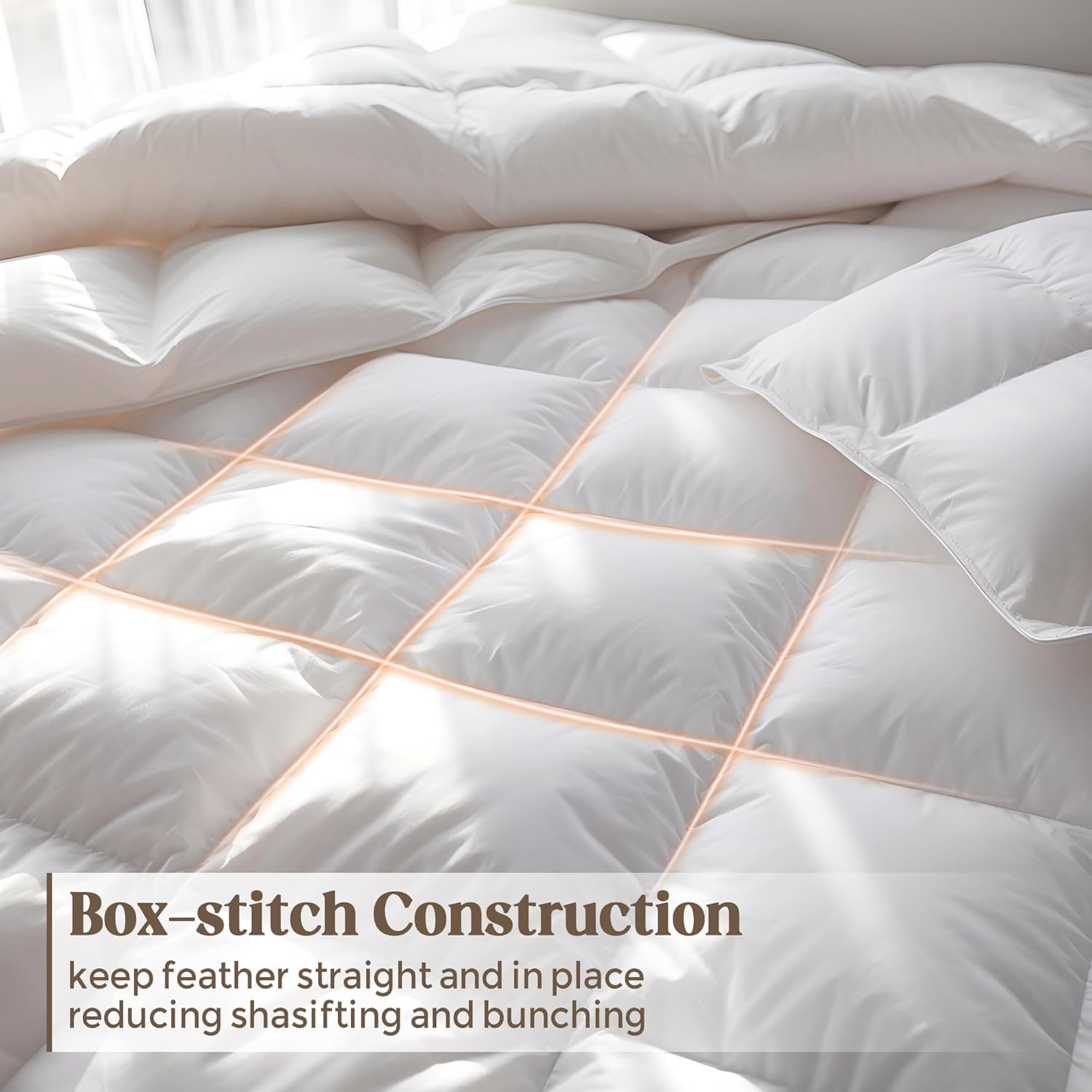 Edredón de plumas ligero para todas las estaciones, tamaño individual, edredón de cama de hotel con funda 100% algodón, edredón blanco suave