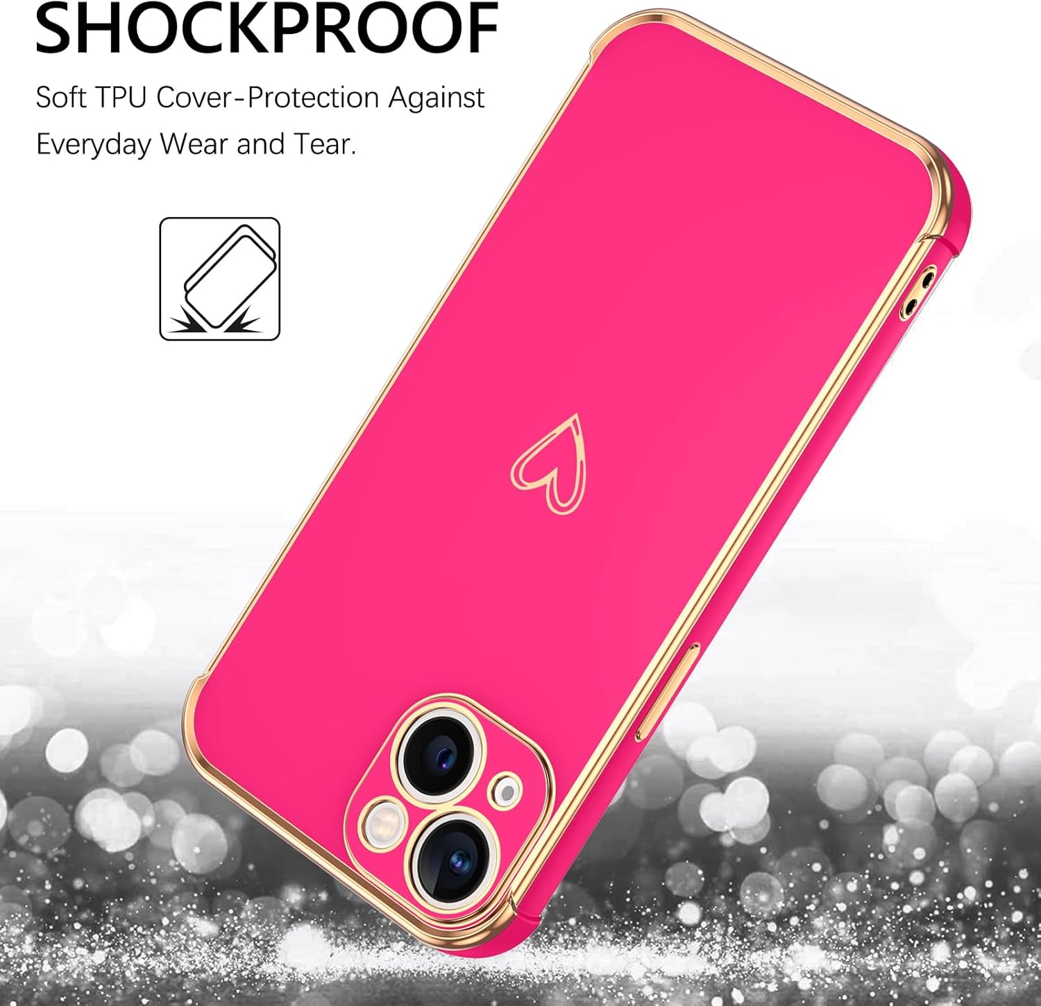 GUAGUA Funda compatible con iPhone 13 de 6.1 pulgadas, delgada, suave TPU con bonito patrón de corazón para mujeres, niñas y hombres, fundas