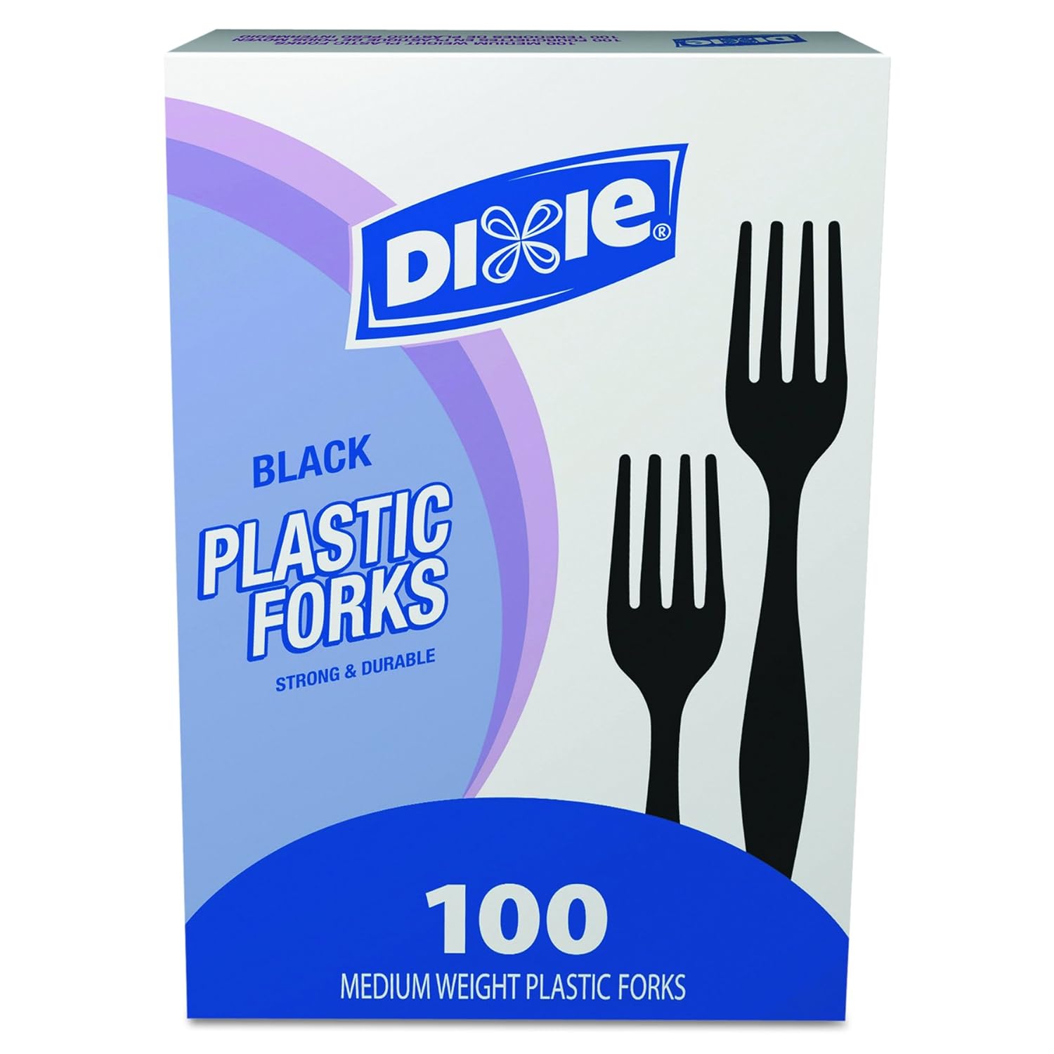 Dixie, tenedor de poliestireno de peso medio, 6.31pulgadas de largo (estuche de 1000), Negro, 1000