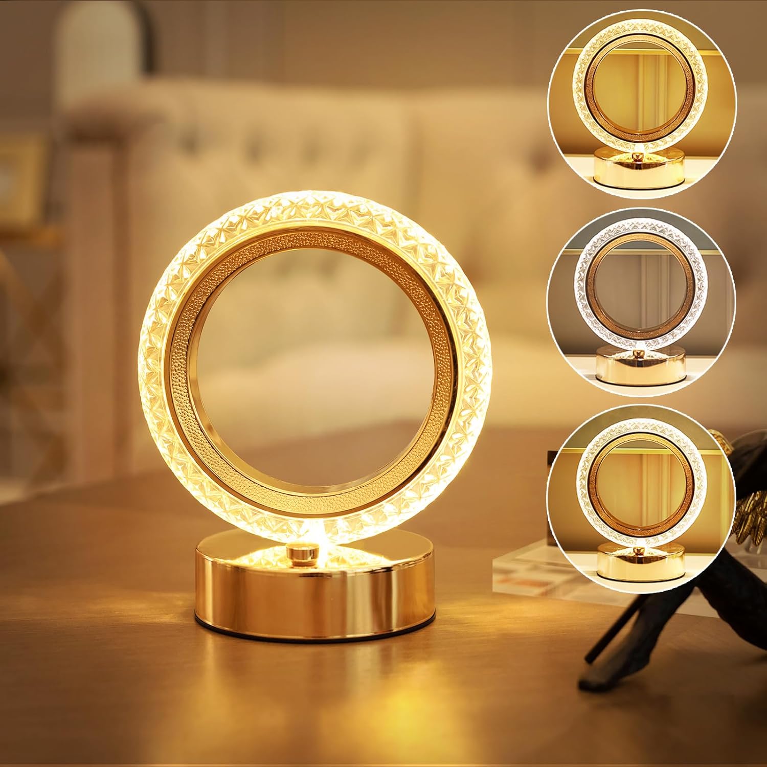 Lámpara de mesa, luz nocturna con colores cambiantes, luz nocturna regulable para mesita de noche, lámpara de mesa recargable inalámbrica con carga