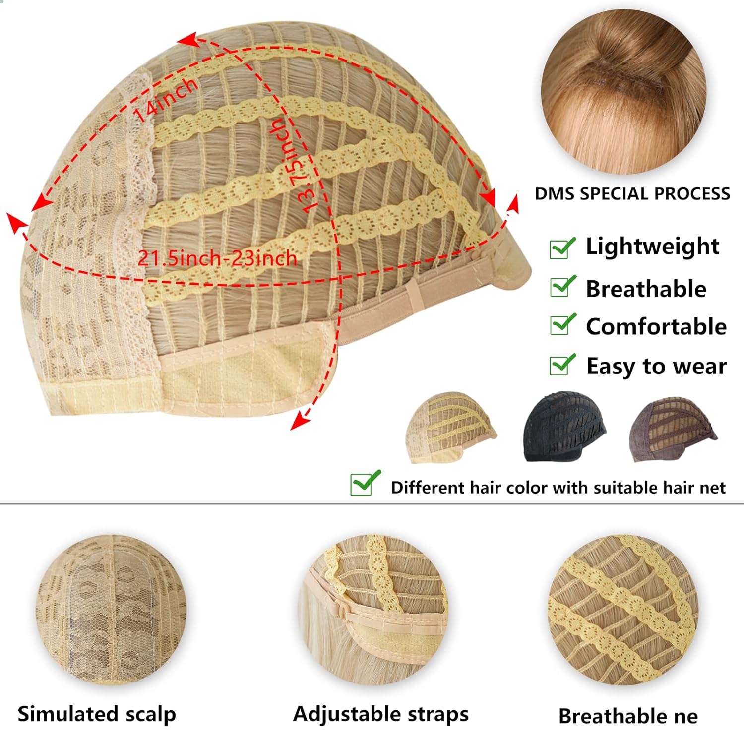 7JHH WIGS Peluca rubia larga con flequillo para mujer, fibra resistente al calor, pelucas de cabello sintético en capas de 25 pulgadas con raíces