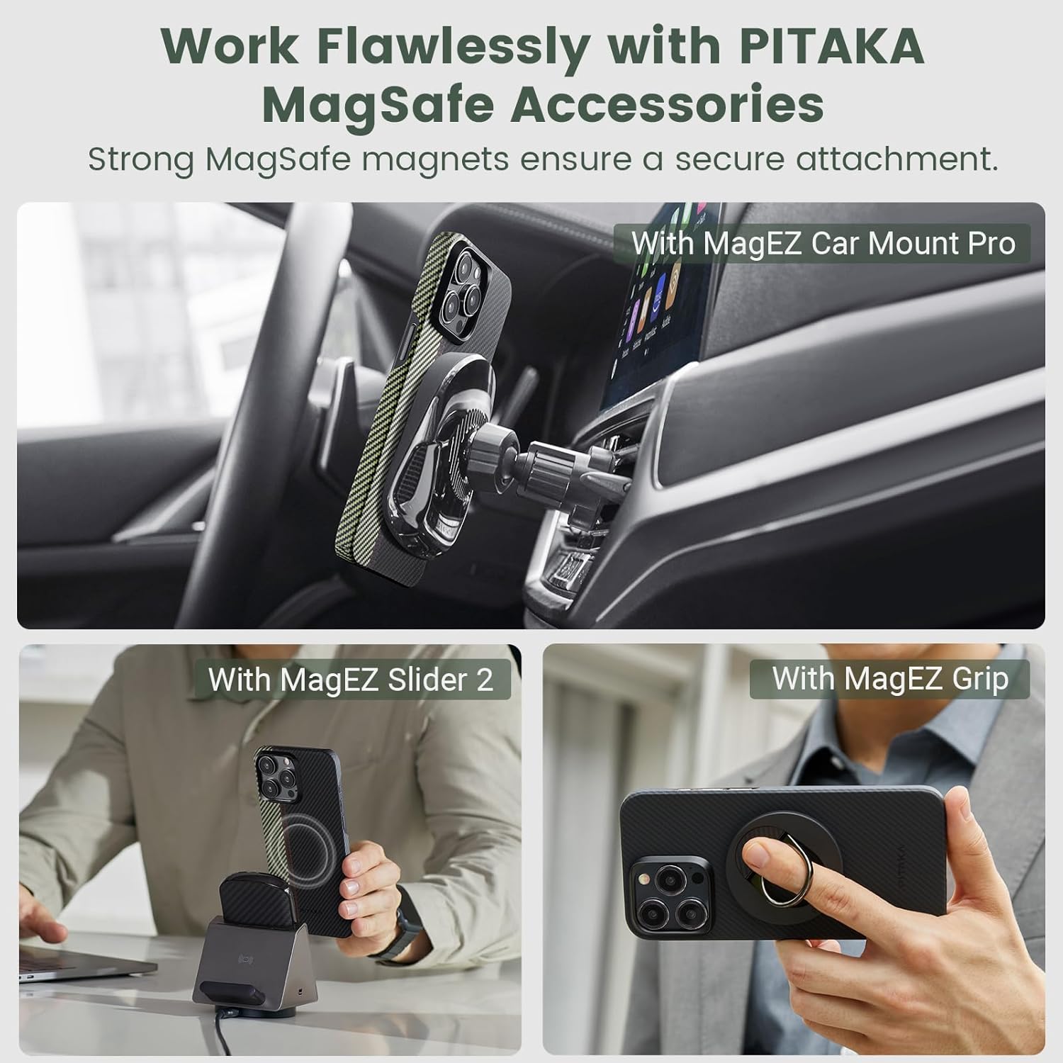 pitaka Funda para iPhone 15 Pro compatible con MagSafe, funda delgada y ligera para iPhone 15 Pro de 6.1 pulgadas con una sensación táctil sin