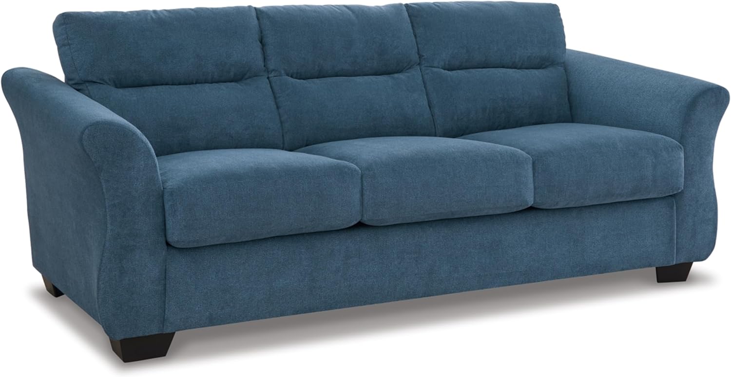 Signature Design by Ashley Miravel – Sofá cama contemporáneo 2 en 1 con colchón plegable de espuma viscoelástica, tamaño Queen, color azul