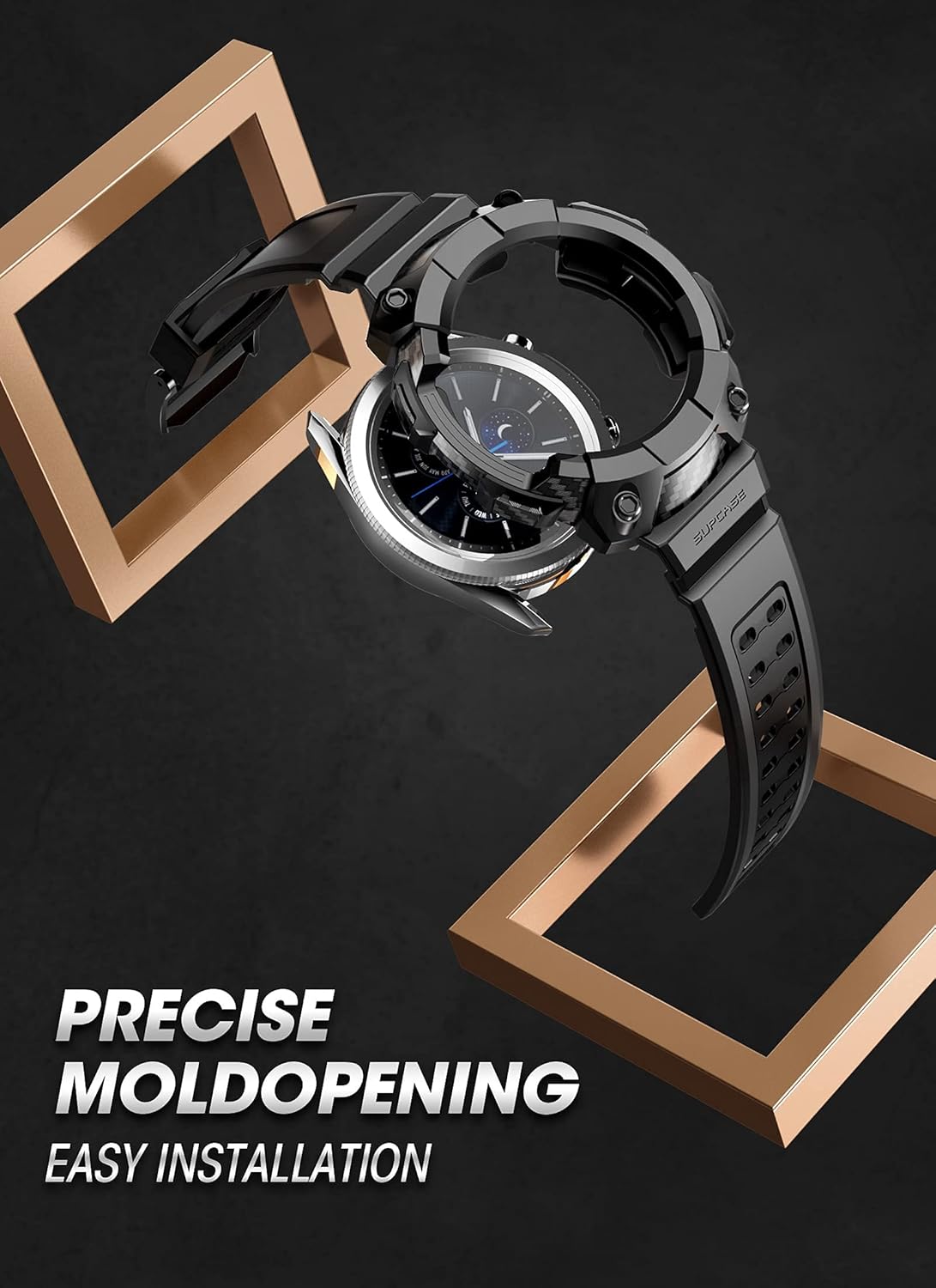SUPCASE Unicorn Beetle Pro – Funda protectora resistente con correas para Galaxy Watch 3 2020 de 1.772 in, color negro, Poliuretano