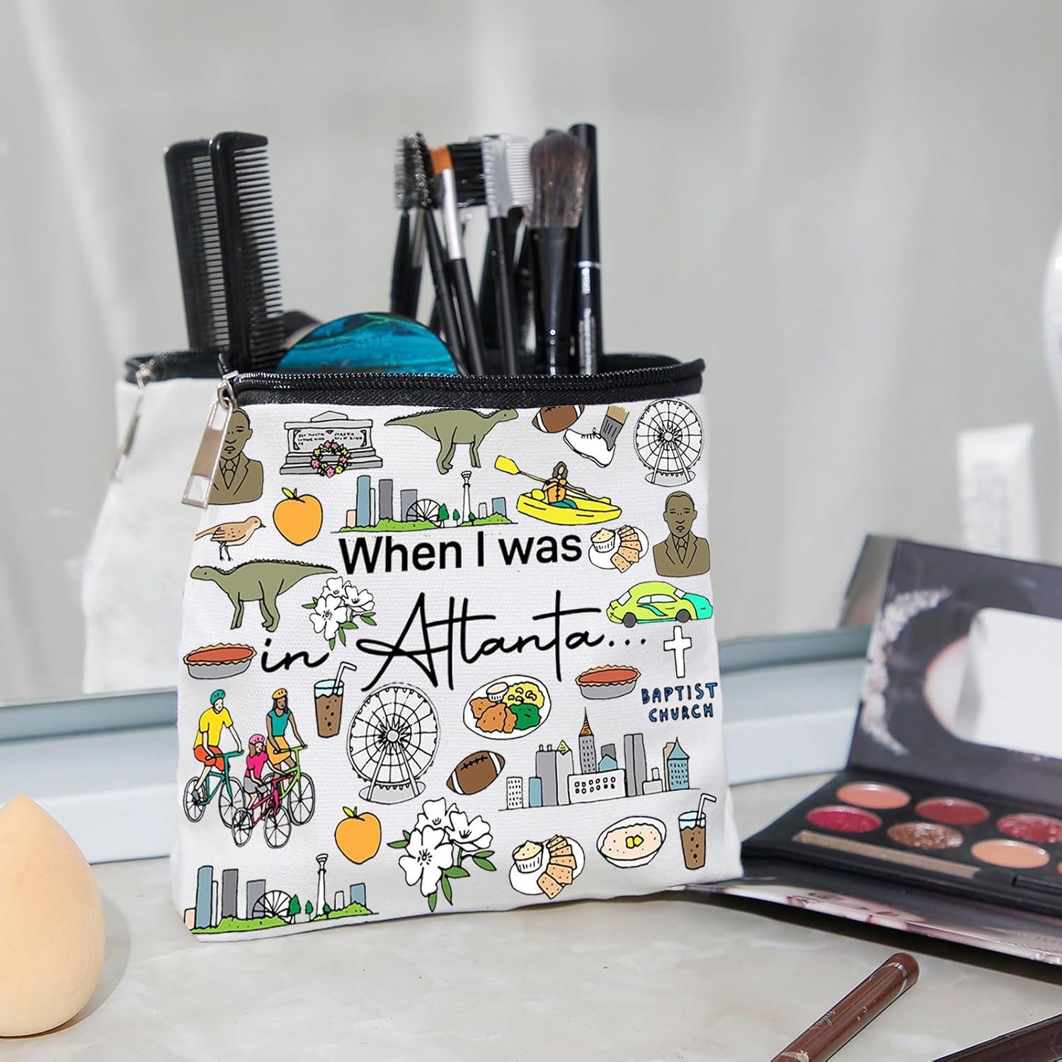 Bolsa de maquillaje de viaje de Atlanta Atlanta regalo de vacaciones ATL despedida de soltera regalo Atlanta Georgia regalo de viaje Atlanta