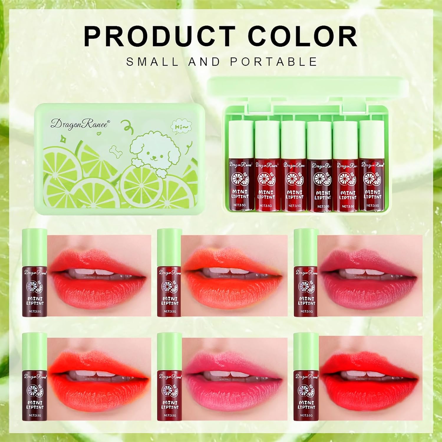 Juego de tintes de labios de 6 colores, tinte de labios coreano, mini lápiz labial líquido hidratante, bálsamo labial con brillo de labios tintado,
