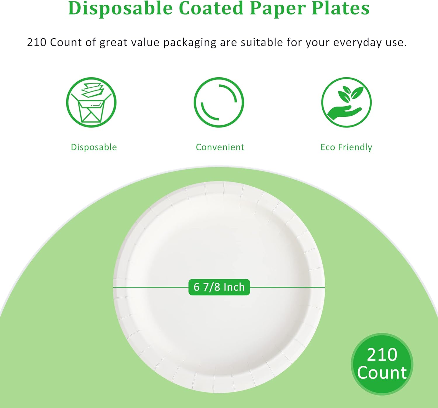 Platos de papel de 6 78 pulgadas, platos pequeños de postre y aperitivos, platos desechables diarios, platos redondos blancos recubiertos a granel,