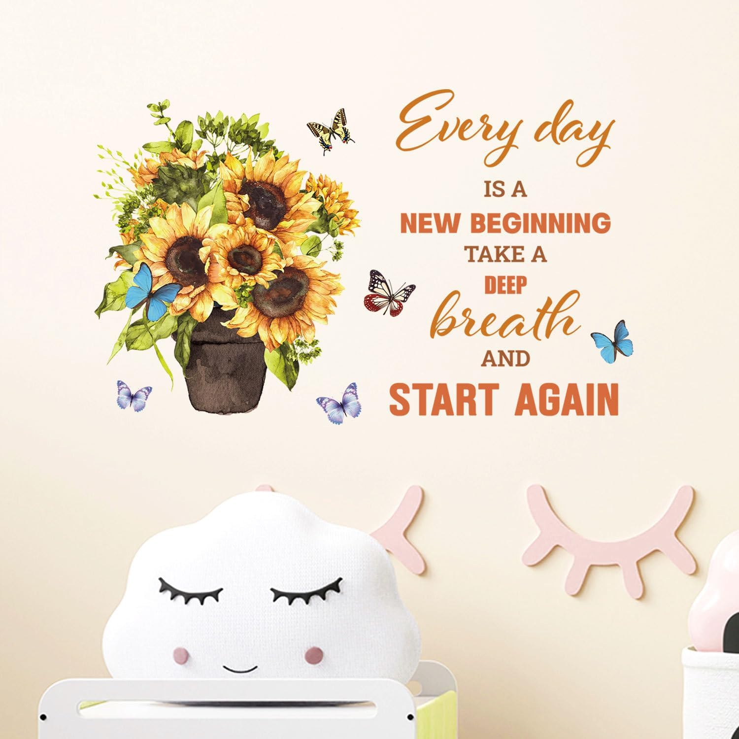 ADECALS Inspiration – Adhesivo decorativo para pared, diseño de diario es un nuevo comienzo, toma una respiración profunda y estrella de nuevo, con