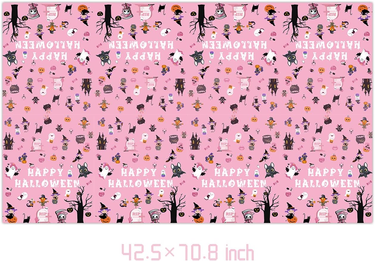 2 manteles desechables de Halloween 2023 con tema de bruja rosa, decoraciones de Halloween para niños, baby shower, mesa de Halloween de bruja rosa,