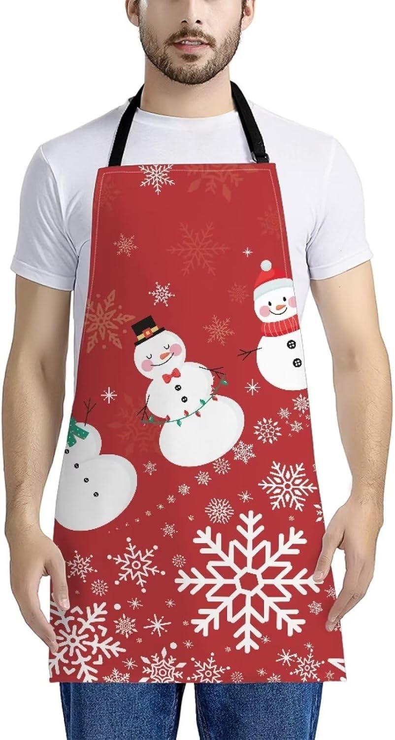 Dreaweet Delantal de cocina unisex con cuello ajustable de Navidad