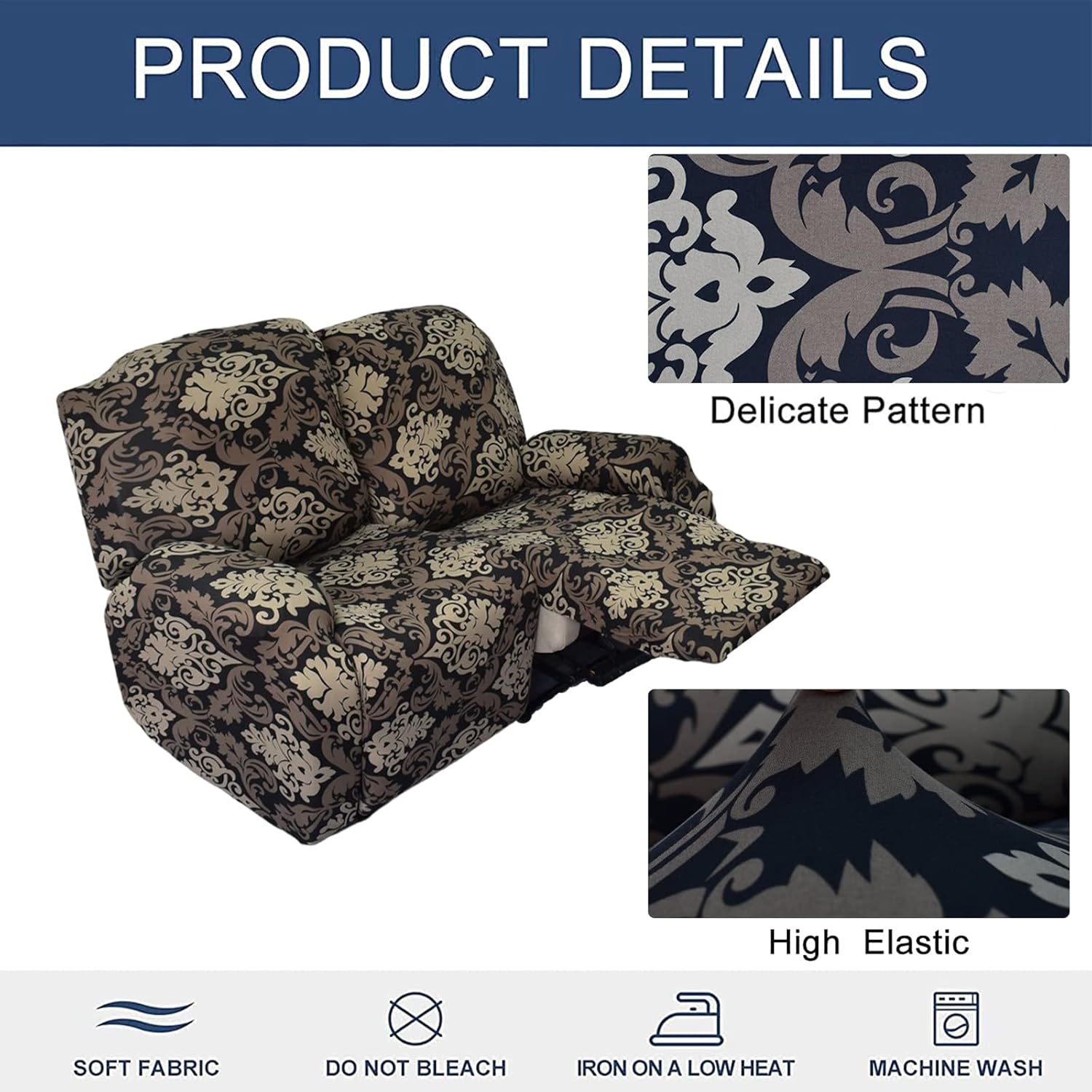 HAOYONG Fundas para sofá biplaza reclinable, 6 piezas, fundas elásticas para sofá reclinable de 2 cojines, fundas protectoras suaves para muebles