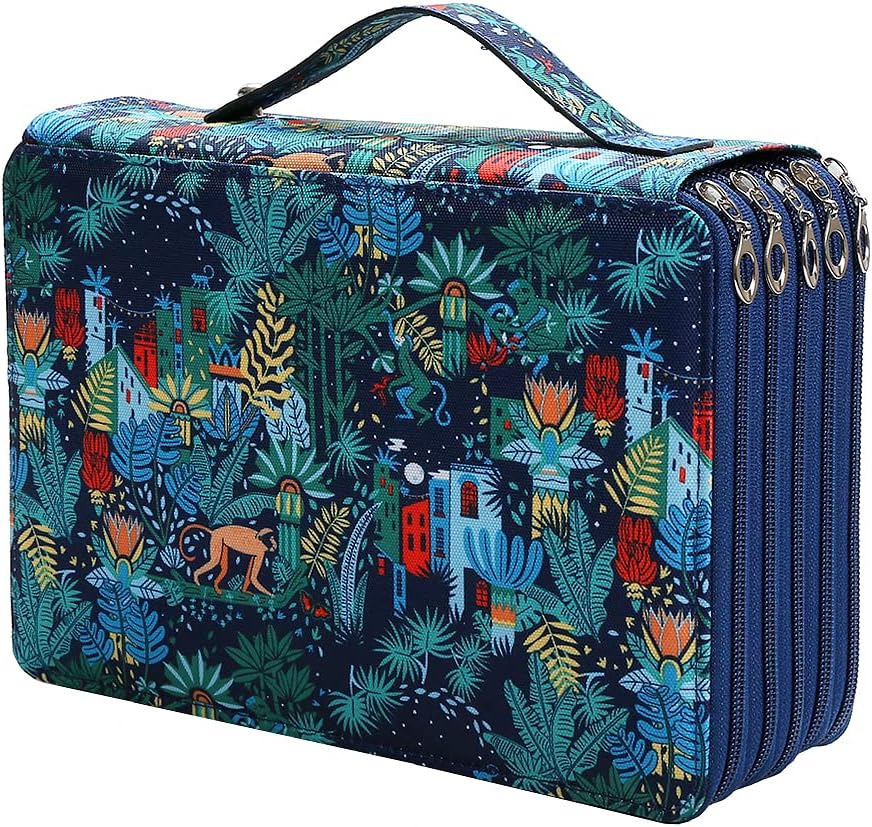 Lbxgap Estuche portátil de colores para lápices Jungle con 252 ranuras de tela Oxford, estuche para lápices con práctico envoltorio portátil,