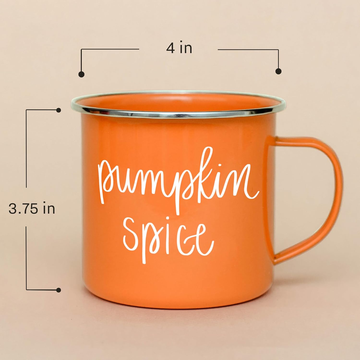 Sweet Water Decor Taza de café con especias de calabaza, taza de café estilo fogata de acero galvanizado de 18 onzas, taza de otoño, decoración de