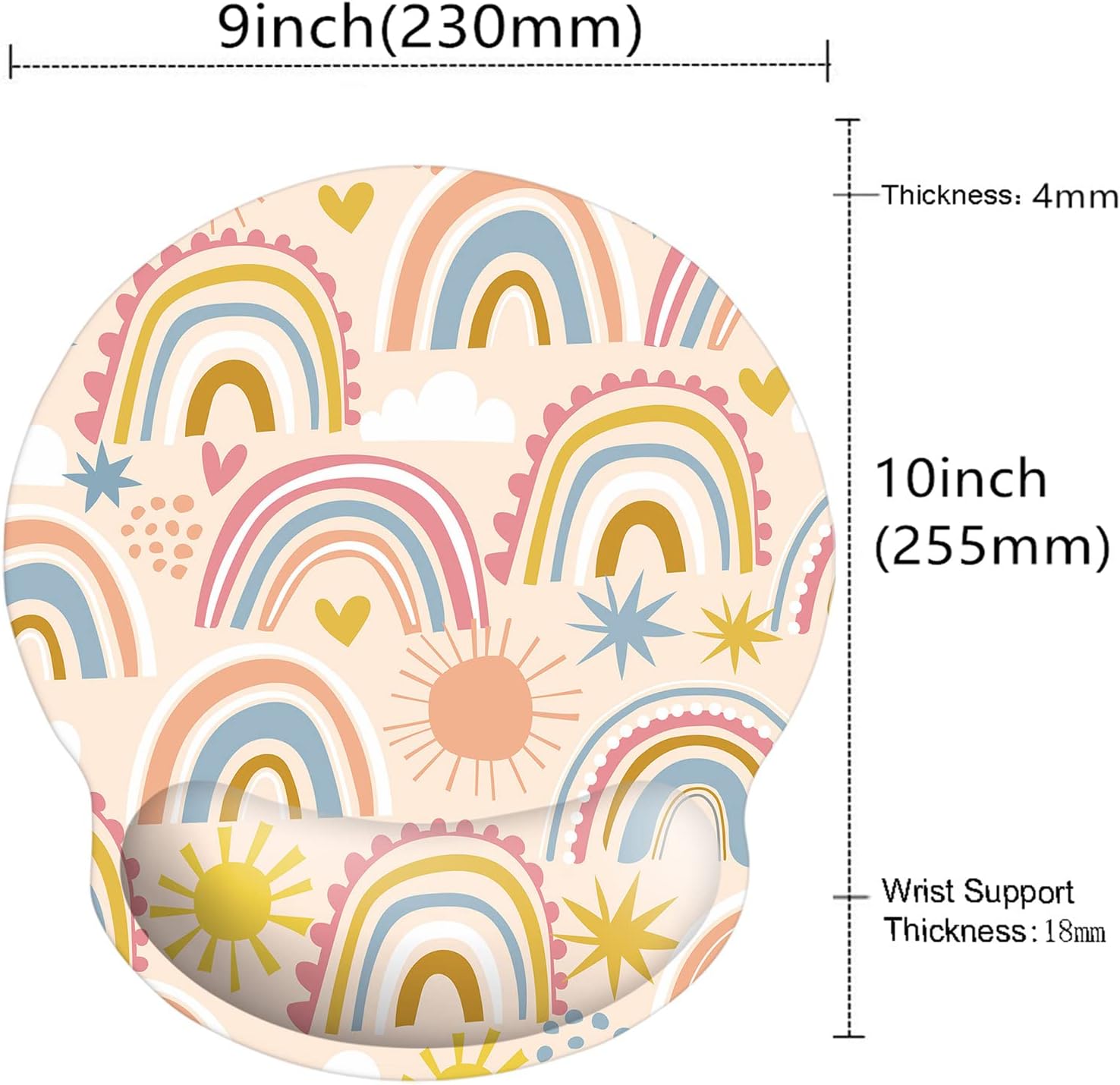 Alfombrilla de espuma viscoelástica para mouse con soporte de muñeca, cómoda alfombrilla acolchada de 9 x 10 pulgadas para mouse de escritorio