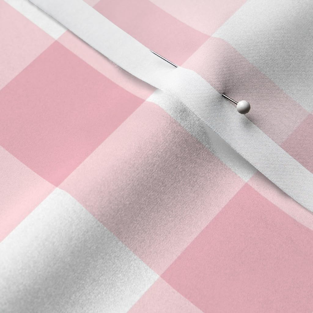 Spoonflower Fabric – Pink Retro Gingham Check Fun Groovy 90 S Tickled Bright Neon Country Printed on Satin Fabric Fat Quarter – Sewing Lining