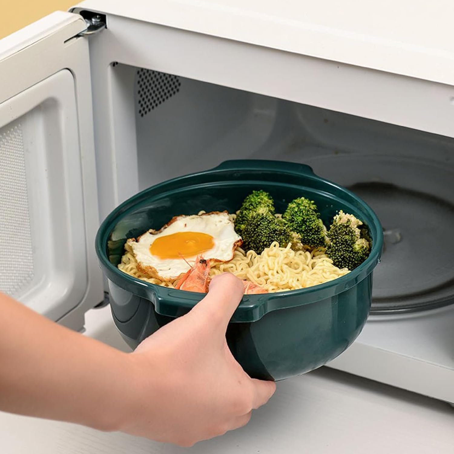 Tazón de fideos o sopa para microondas y ramen, perfecto para el desayuno, cuencos para microondas con tapas, ideales para artículos esenciales de