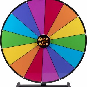 Brybelly Spin it to Win It – Rueda de premio jumbo, 24 pulgadas, 14 ranuras coloridas, botón personalizable, velocidad de giro ajustable, ruedas de Brybelly Spin it to Win It – Rueda de premio jumbo, 24 pulgadas, 14 ranuras coloridas, botón personalizable, velocidad de giro ajustable, ruedas de