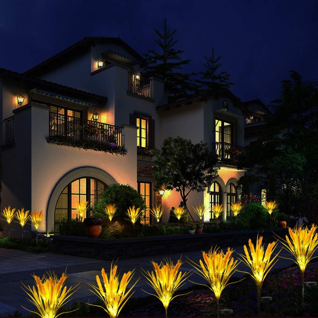 Idefair Luces solares de flores decorativas para exteriores, paquete de 2 luces solares de estaca de jardín para patio, césped, patio, camino