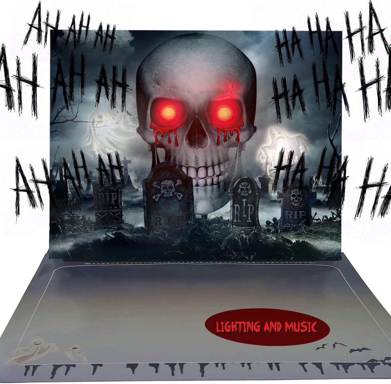 Tarjeta de felicitación 3D de Halloween con luz y música, para niños, amigos, novio, novia, marido, él, mujeres, cráneo, truco o trato, fantasma,