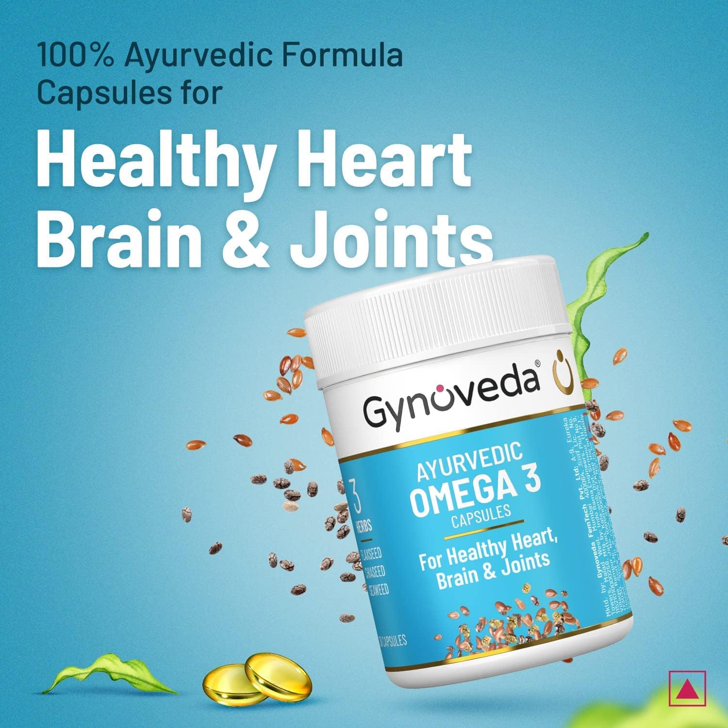 Vitation Store Ayurvedic Omega 3 cápsulas para hombres y mujeres saludables para corazón, cerebro y articulaciones (paquete de 2, 60)