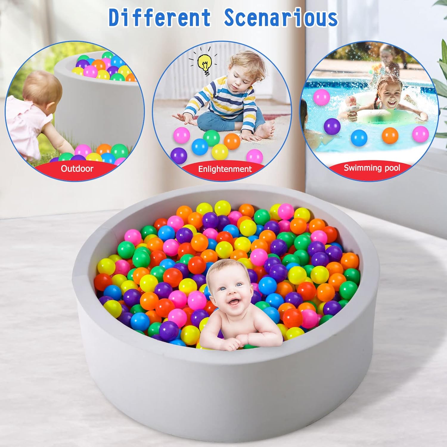 GAMIFUN Pelotas para hoyos de bolas, sin ftalatos, sin BPA, bolas de plástico no tóxicas para niños y diversión para jugar