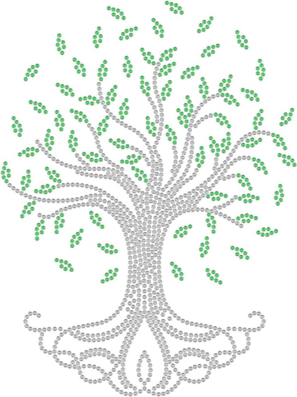 SUPERDANT Tree of Life – Adhesivo termotransferible con diamantes de imitación para planchar, hojas verdes, diamantes de imitación de cristal, para