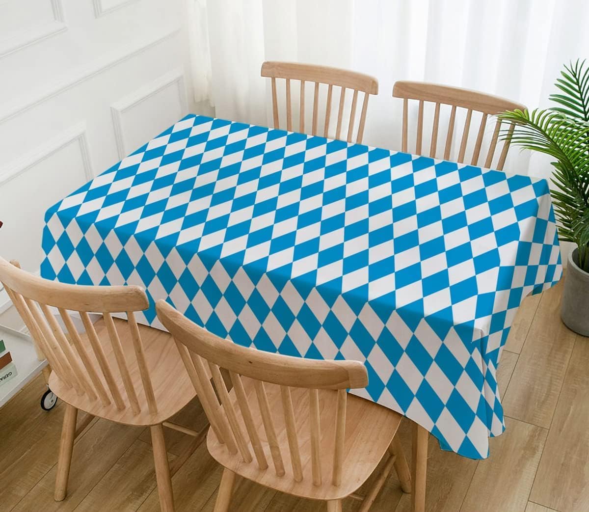 Mantel de Oktoberfest para decoración de fiesta temática del Oktoberfest alemán, mantel rectangular con bandera bávara azul, para decoración de casa