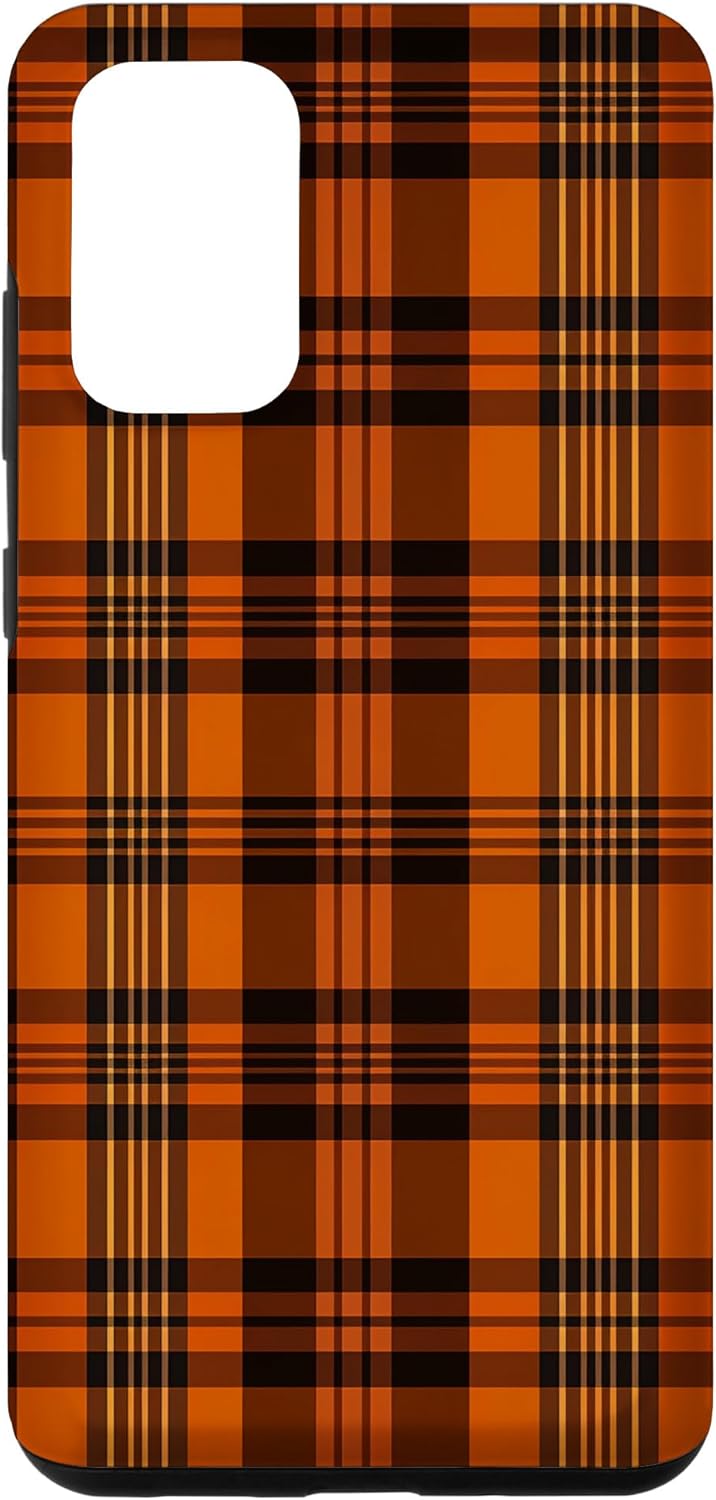 Galaxy S20+ Fall Plaid Halloween Naranja y Negro Acción de Gracias Otoño Caso