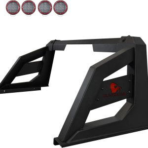 Barra antivuelco Black Horse Armour incluye juego de luces LED de 5.3 pulgadas de diámetro con anillos de ribete rojo negro mate compatible con Barra antivuelco Black Horse Armour incluye juego de luces LED de 5.3 pulgadas de diámetro con anillos de ribete rojo negro mate compatible con