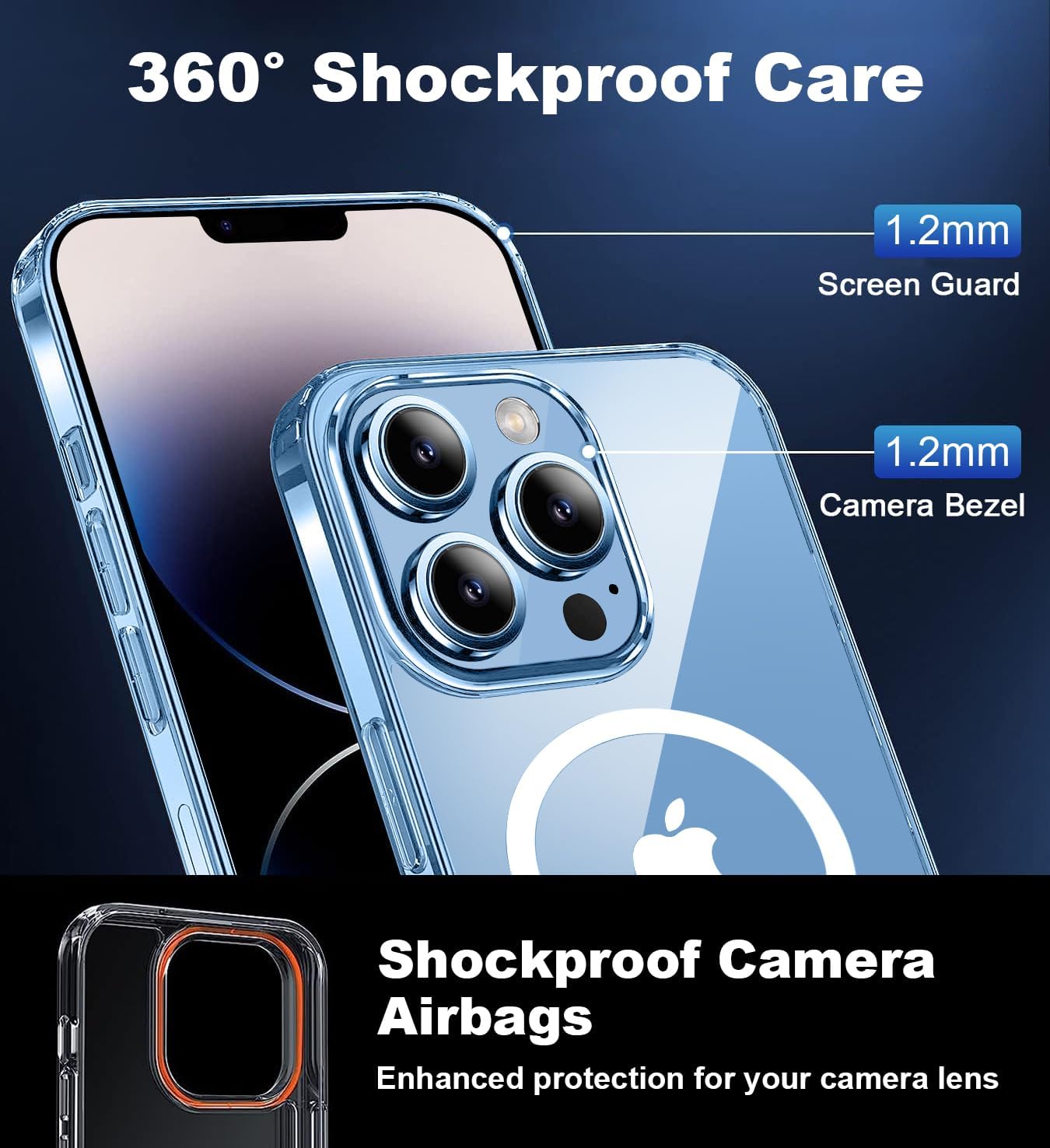 Funda magnética transparente para iPhone 13 Pro, nunca amarilla, compatible con MagSafe, protección contra caídas de grado militar de 10 pies, a