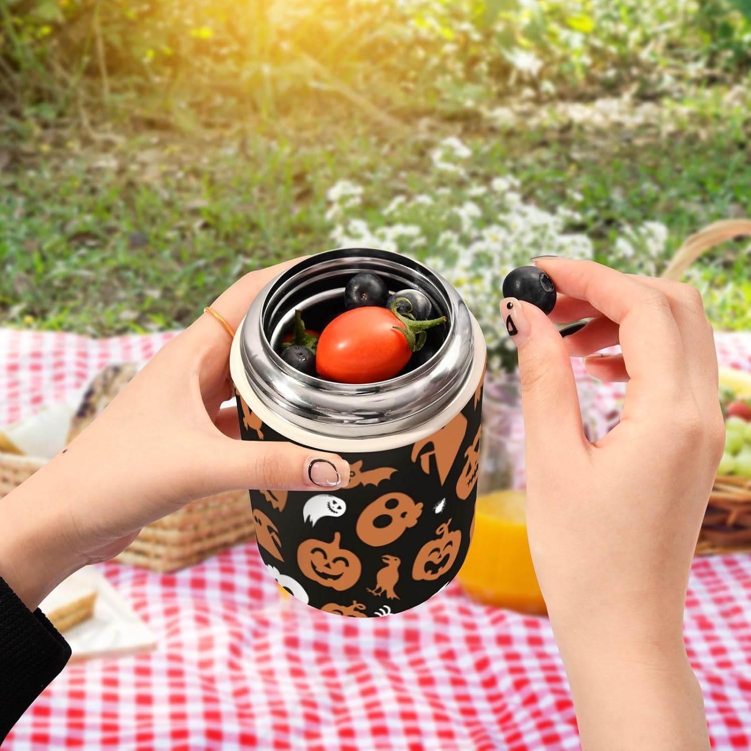 Halloween Design Kids Womens Lunch Insulated Jar with Spoon 17oz500ml Food Containers For Hot Food Stainless Steel Vacuum Wide Mouth Flask Insulated