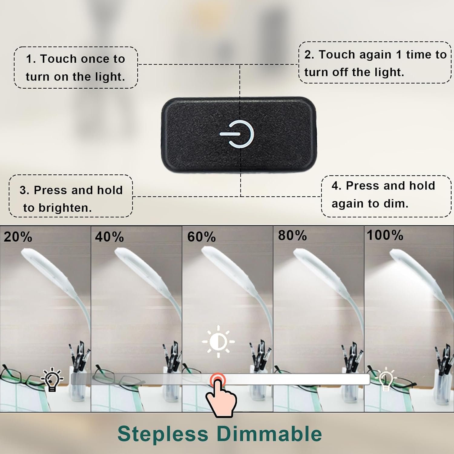 Lupa iluminada con base grande, lupa 5X con luz y brillo regulable sin límites, lupa flexible de cuello de cisne para reparación de manualidades,