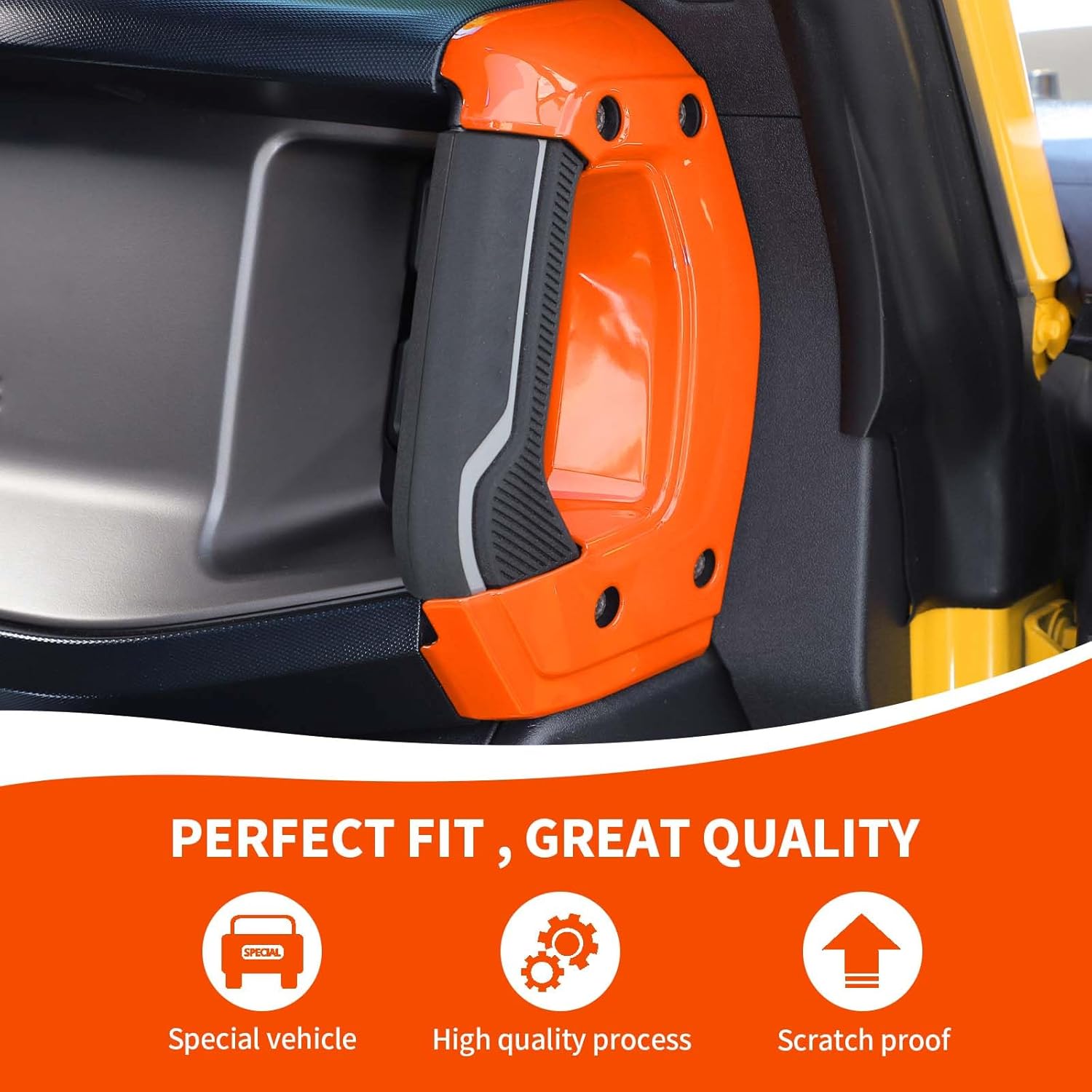 Cubierta para manija lateral de consola central compatible con accesorios interiores Ford Bronco 2021-2023, naranja