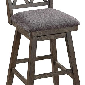 Home Brookline – Taburete giratorio de bar con mecanismo de giro de 360, taburetes rústicos de granja para encimera de cocina con cojín, altura del Home Brookline – Taburete giratorio de bar con mecanismo de giro de 360, taburetes rústicos de granja para encimera de cocina con cojín, altura del