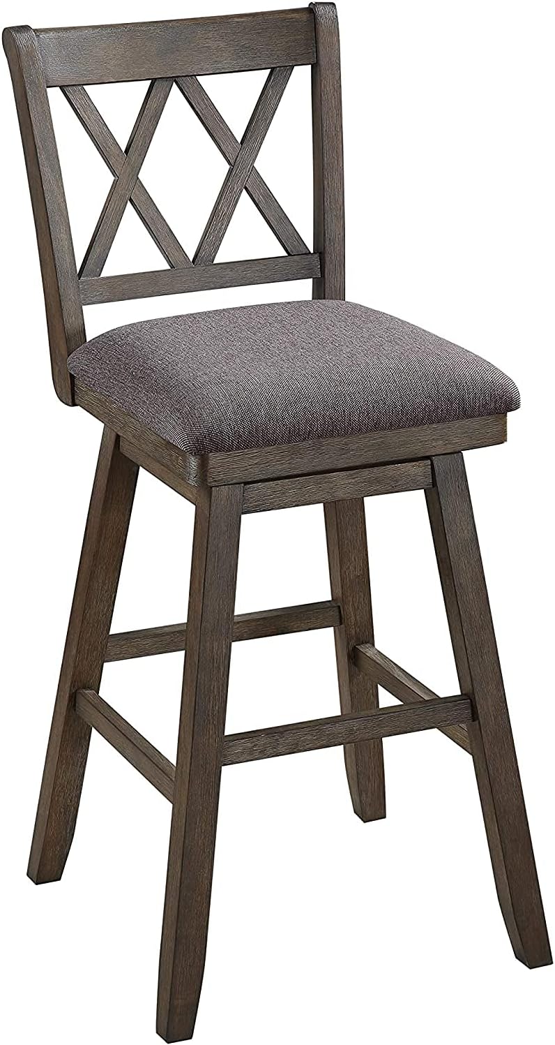 Home Brookline – Taburete giratorio de bar con mecanismo de giro de 360, taburetes rústicos de granja para encimera de cocina con cojín, altura del