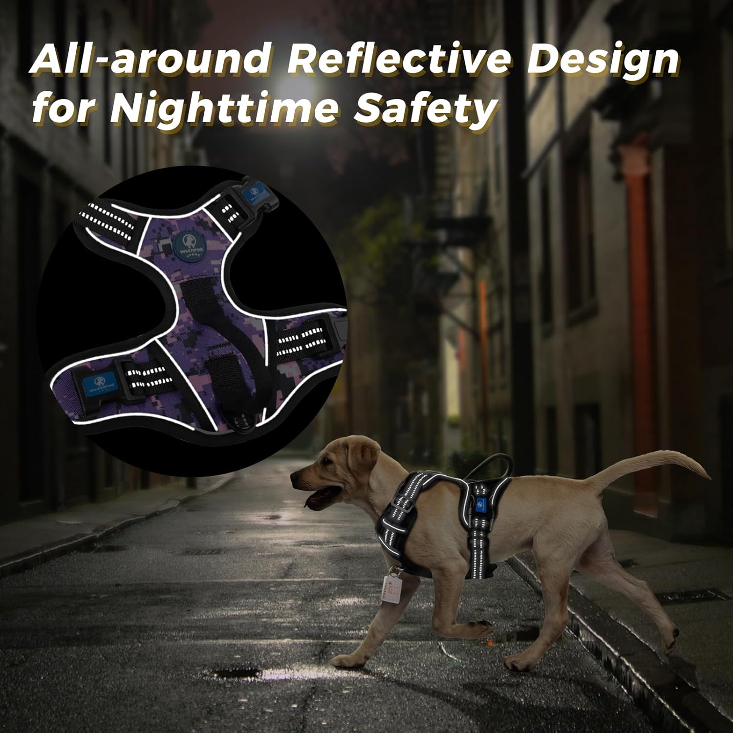 Arnés para perro, arnés para perro sin tirones con tarjeta de identificación reflectante ajustable, arnés inteligente para perros grandes, arnés de