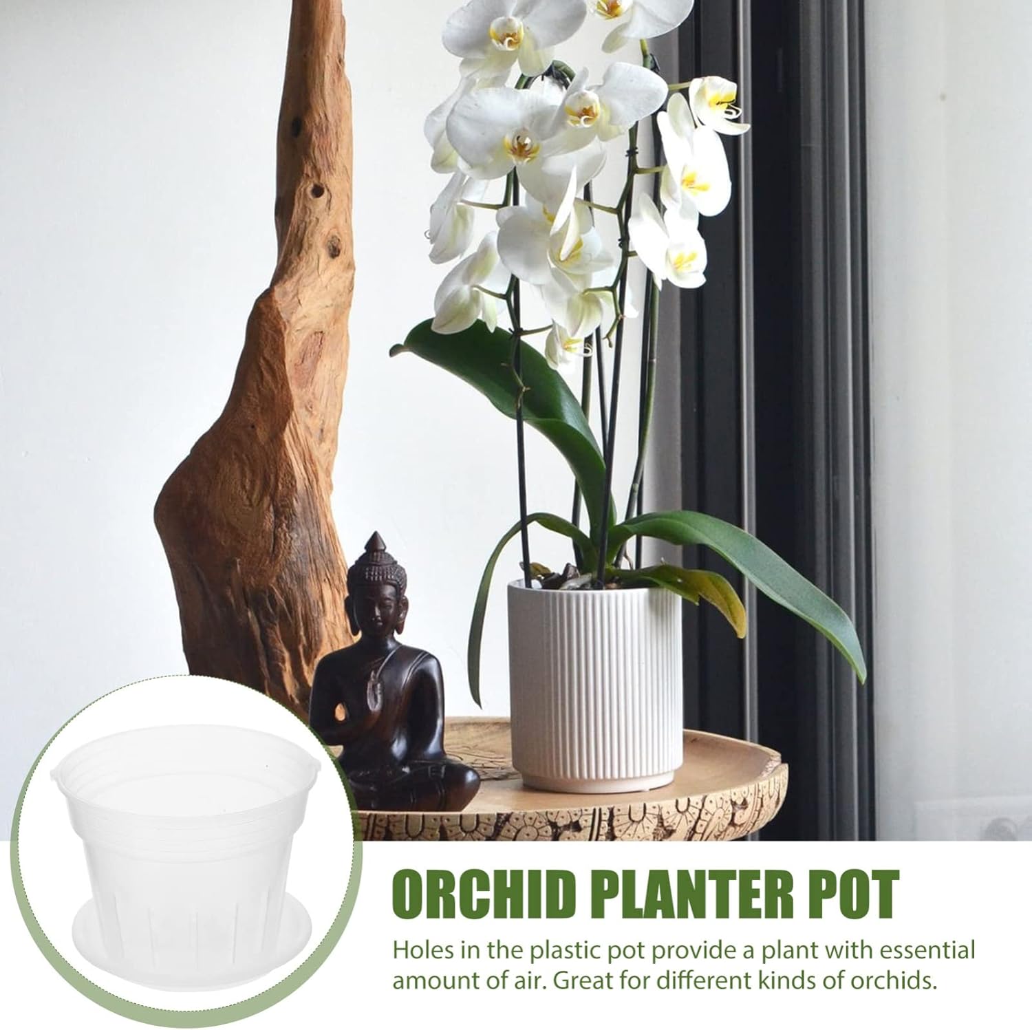 DOITOOL Macetero colgante para orquídeas, macetas de plástico para orquídeas con agujeros y platillos, macetas de orquídeas transparentes ranuradas