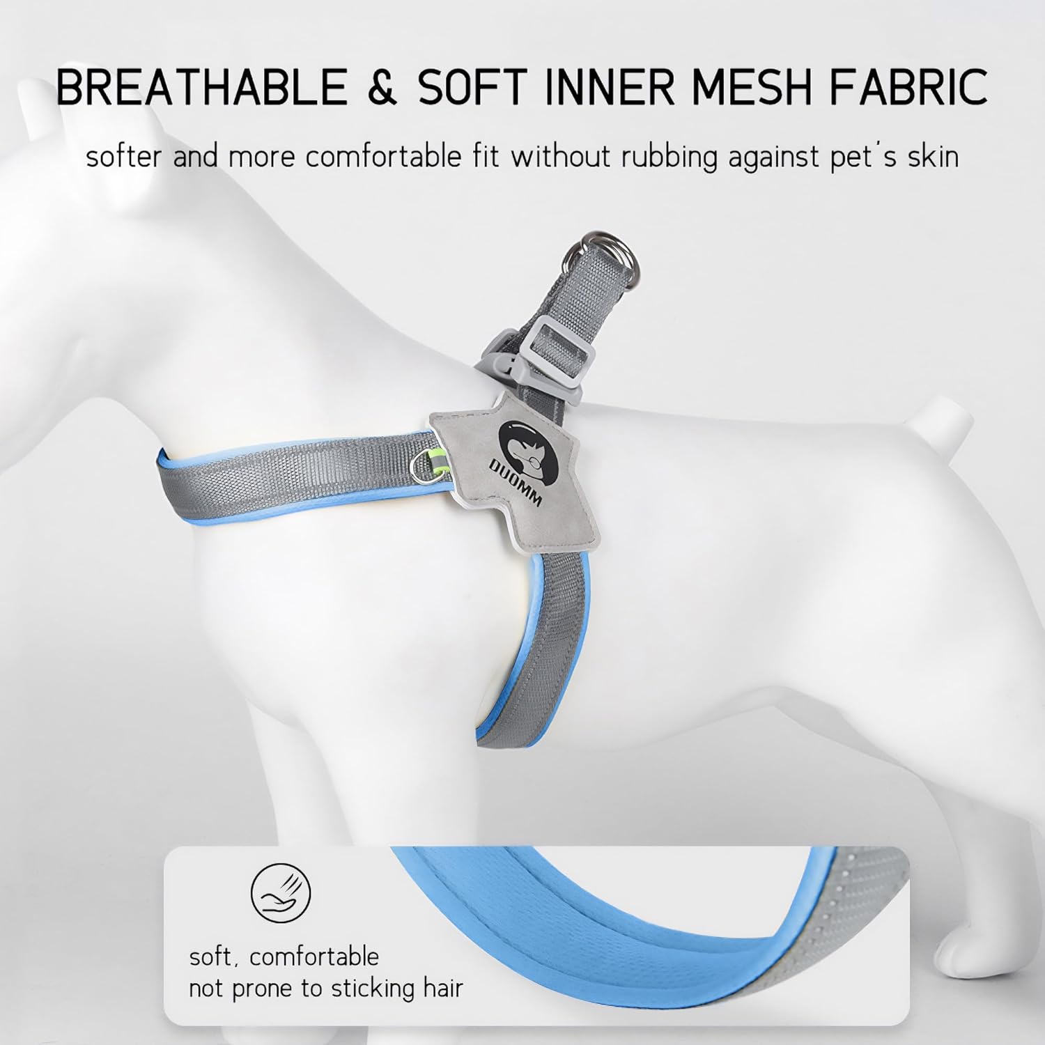 LAVAMOND Easy Walk – Arnés para perro con problemas de tráquea, arnés suave y ajustable para cachorros, sin tirones, fácil de usar, arnés para