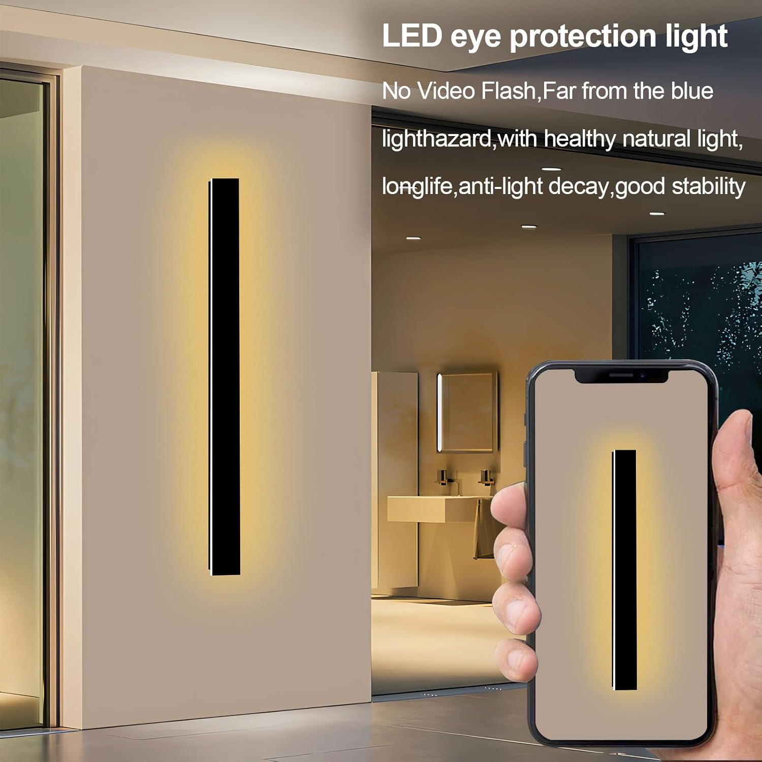 GREMLBUK Paquete de 2 lámparas de pared para exteriores de 59 pulgadas, aplique de pared LED largo para exteriores, lámpara de pared moderna de 3000