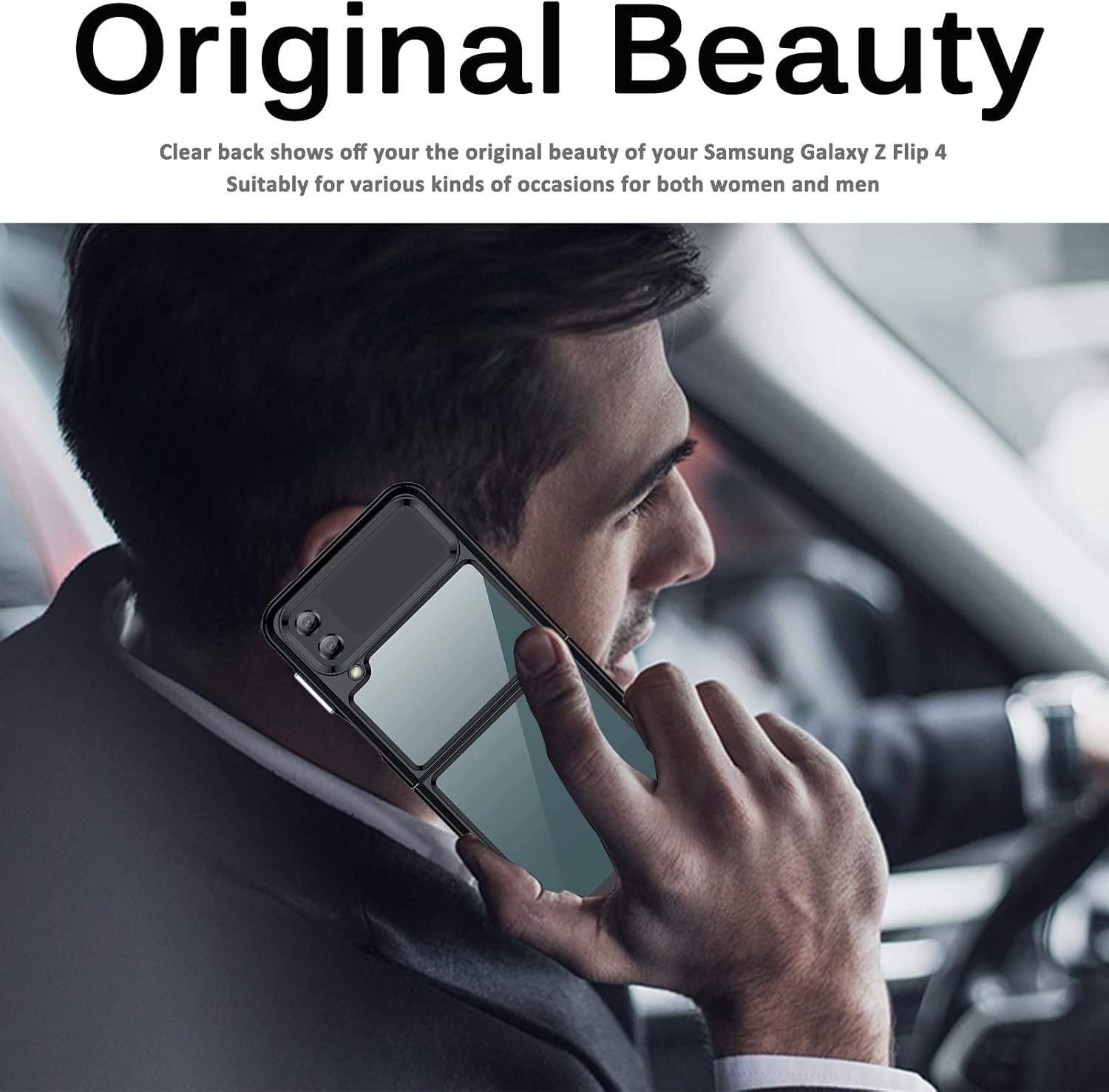 Miimall Funda compatible con Samsung Galaxy Z Flip 4 2022, carcasa plegable ultrafina y gratuita, parte trasera transparente de policarbonato duro