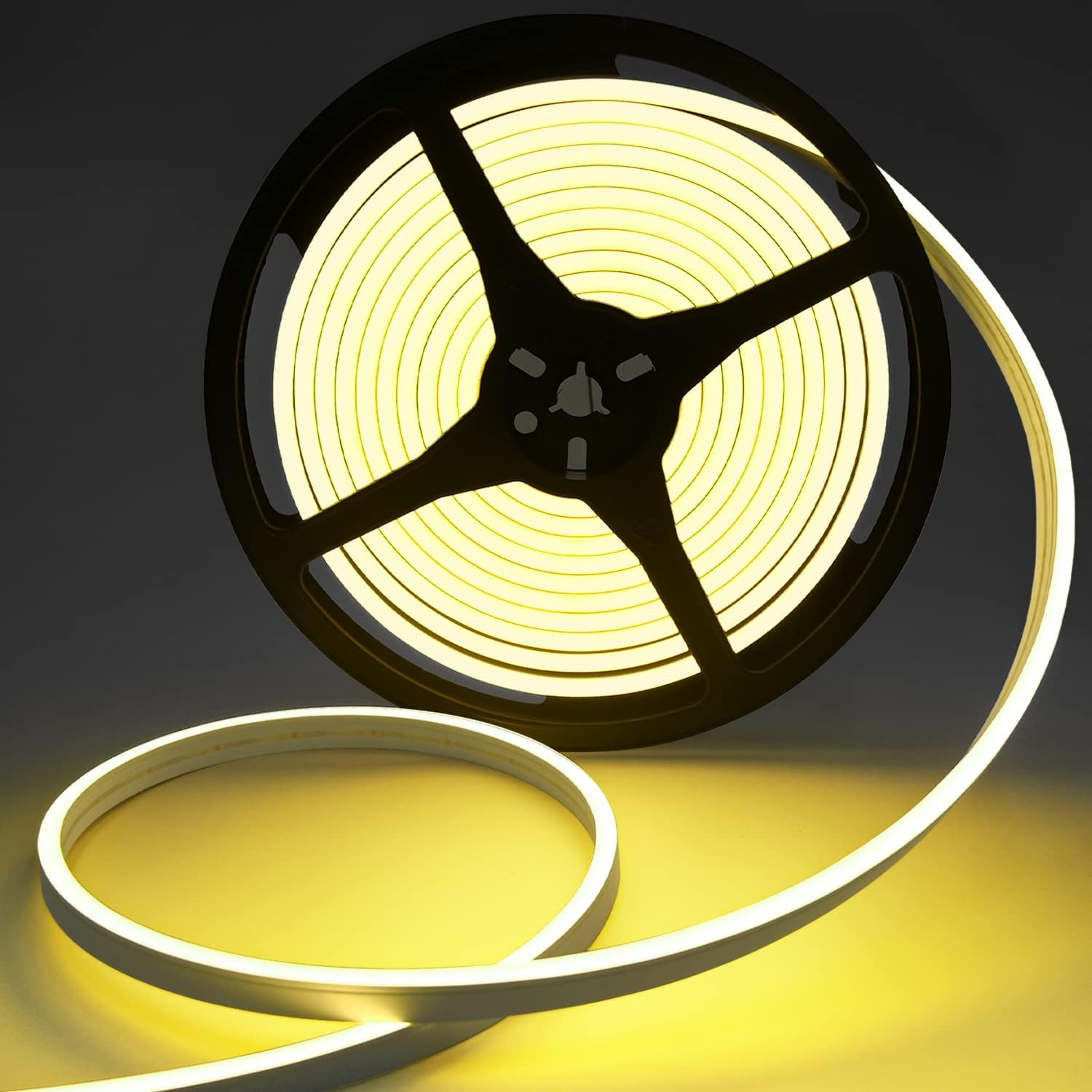 Lucienstar Tira de luces LED de neón, 16.4 pies, silicona flexible, impermeable, 12 V CC 600 SMD2835, luces LED regulables para dormitorio,
