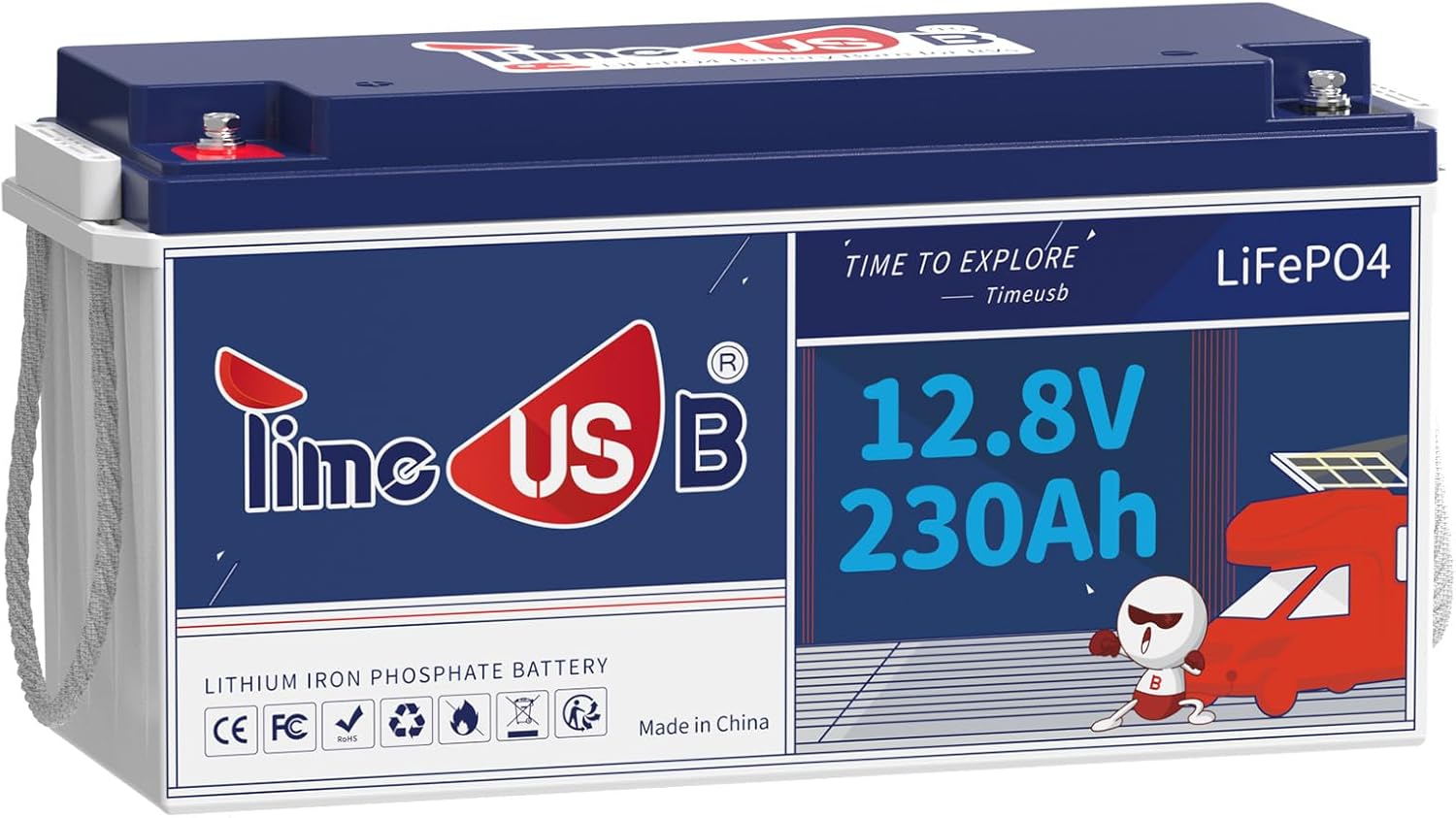 Timeusb Batería LiFePO4 de 12 V 230 Ah, BMS de 150 A incorporada, salida de potencia máxima de 1920 W y batería de litio de energía de 2944 Wh,