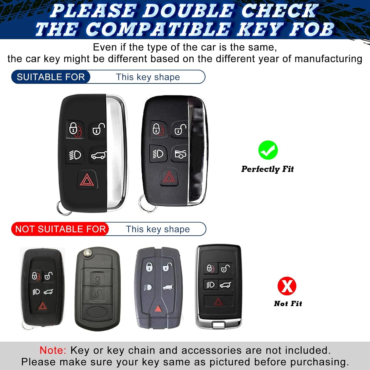 x xotic tech Funda para llavero compatible con Range Rover Evoque Discovery LR4 Land Rover Sport o Jaguar XF XJ F-PACE F-Type 5 botones, protección