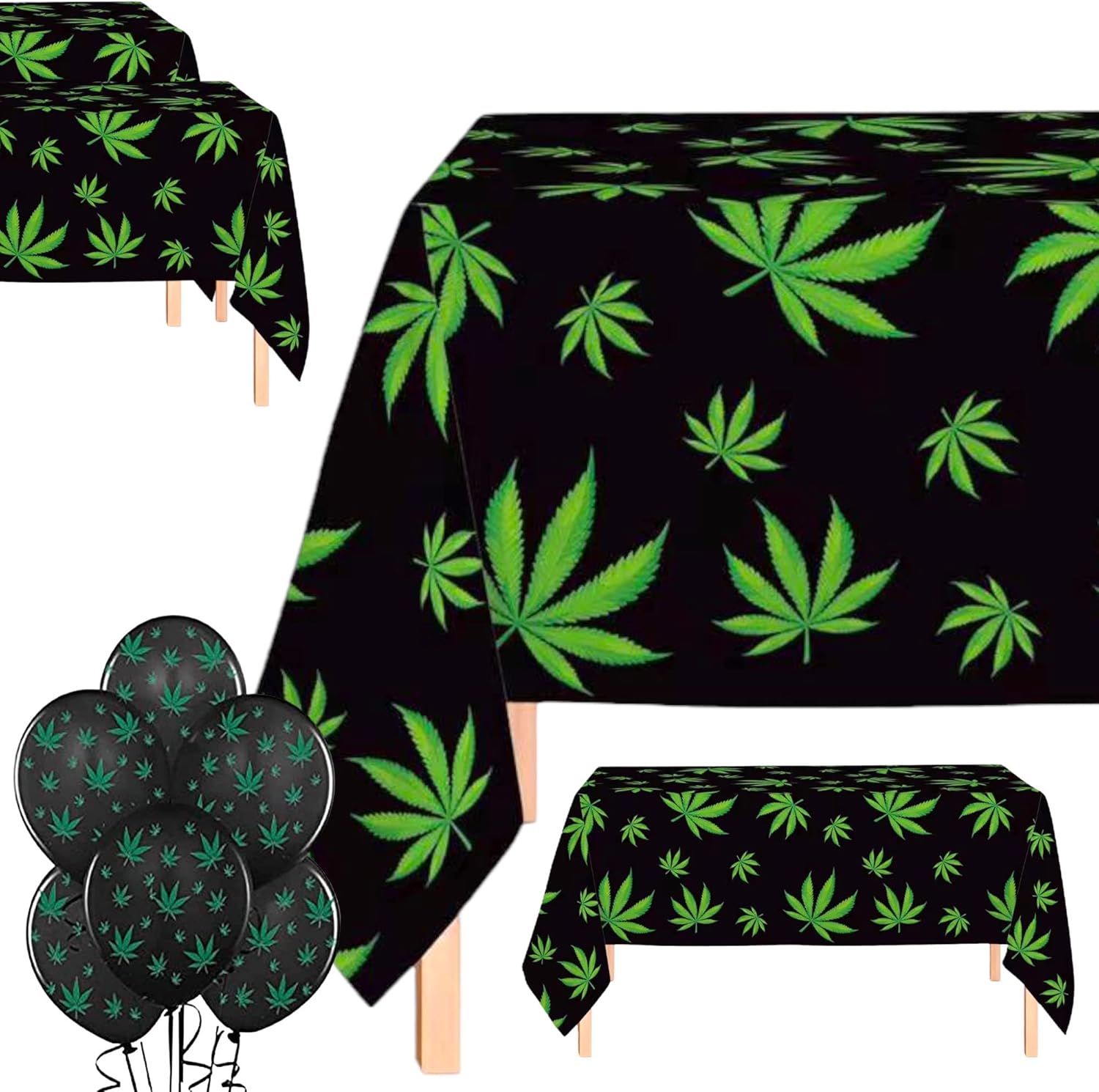 Oojami Mantel desechable de hojas de helecho tropical, color negroverde, ideal para interiores y exteriores, cumpleaños, picnic, retiro, despedida