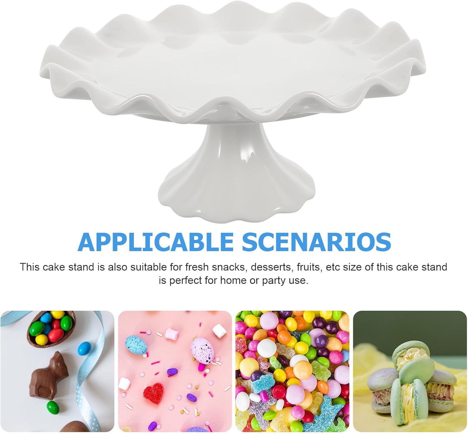 Zerodeko Soporte de cerámica para tartas, soporte de pastel de porcelana blanca, soportes para pasteles para fiesta de cumpleaños, soporte de pastel